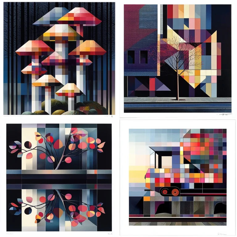 Geometric Modernism with High Contrast - Midjourney style sref code