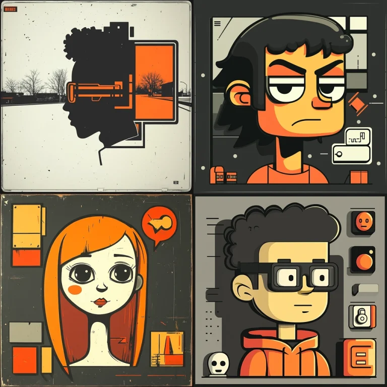 Graphic Bold Lineart with Retro Colors - Midjourney style sref code