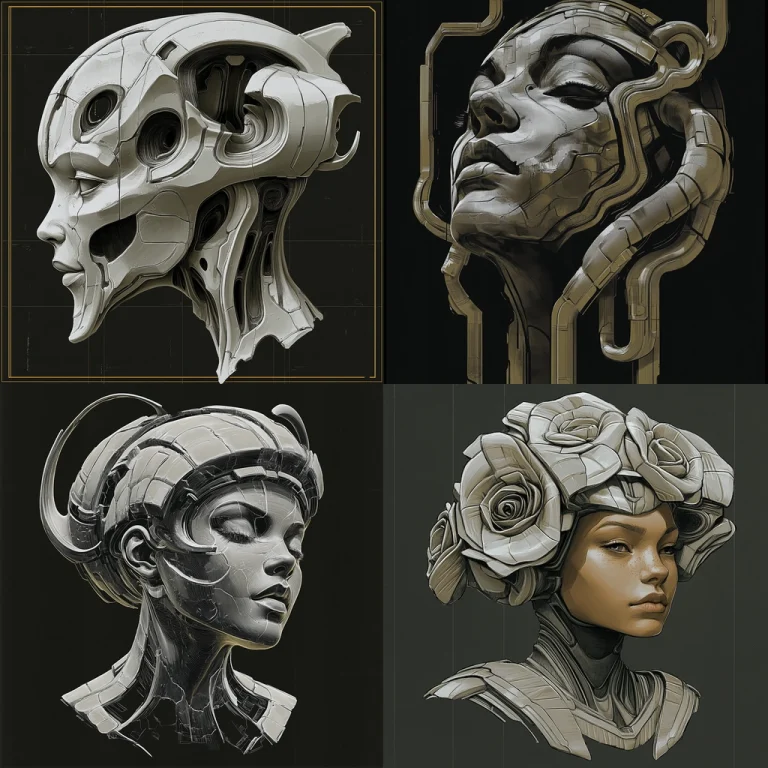 Monochrome Mechanical Sculptural - Midjourney style sref code