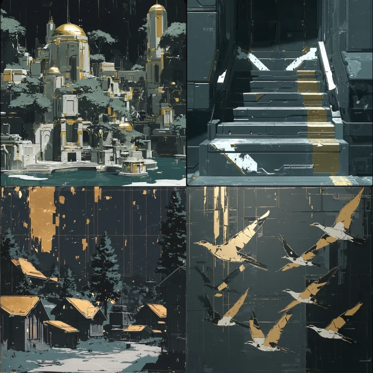 Dark Canvas with Gold Highlights - Midjourney style sref code