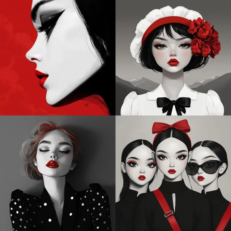 Monochrome with Bold Red Accents - Midjourney style sref code