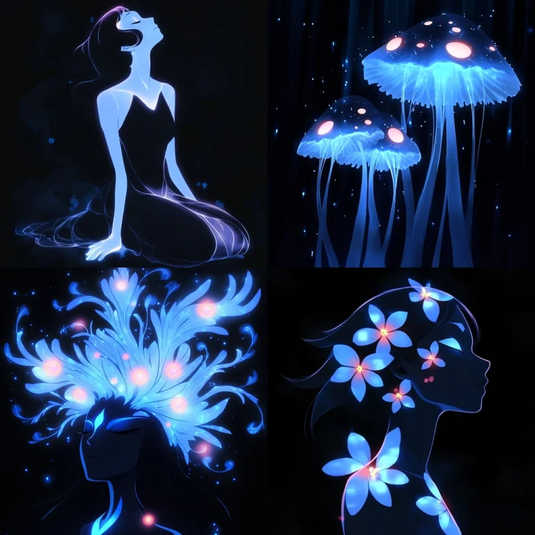 Blue Neon Glow Illustration - Midjourney style sref code