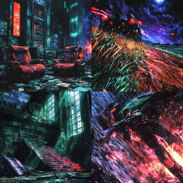 Luminous Neon Grunge Architecture - Midjourney style sref code