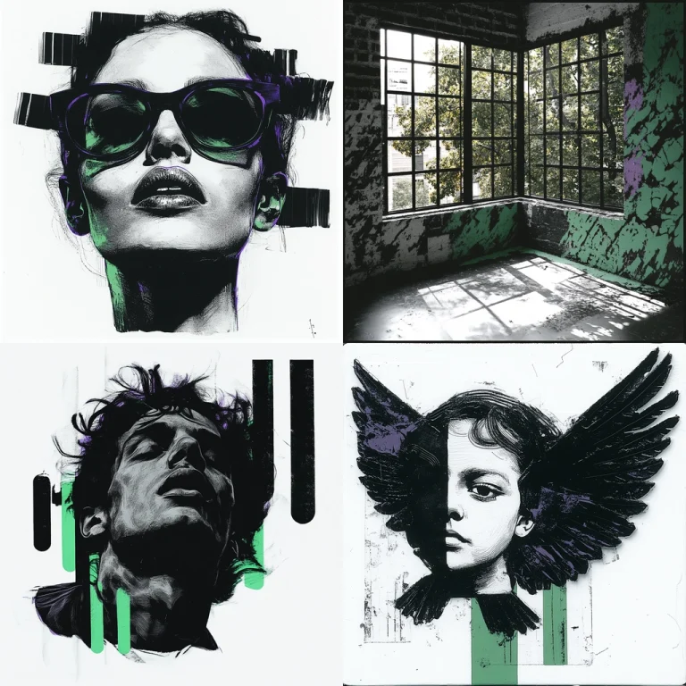 Black and Green Contrast - Midjourney style sref code