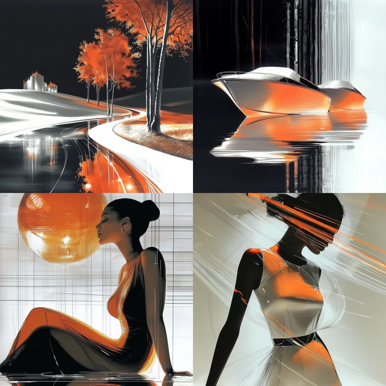 High Contrast Black and Orange - Midjourney style sref code