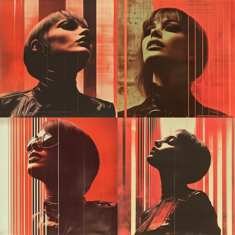 High Contrast Red Striped Textures - Midjourney style sref code