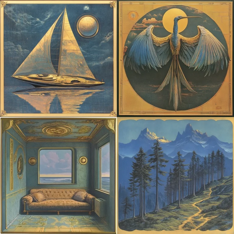 Golden Blue Landscapes - Midjourney style sref code